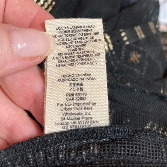 Free People New Romantics Palacio dolman sleeve black gold blouse size S NWOT - Picture 12 of 13